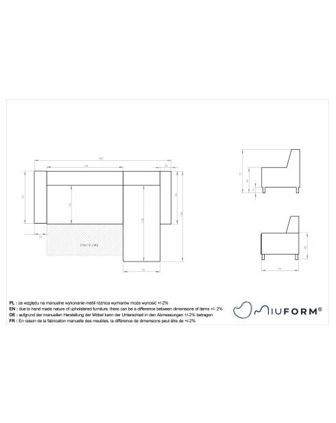 divano angolare 4pl sinistro convertibile Dazzling Daisy Light Blue- 260x166x77 cm