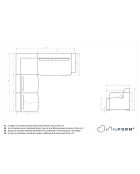 L-MAX Festes Ecksofa, Left Flex Felix, dunkelbeige, 265 x 248 x 70 cm