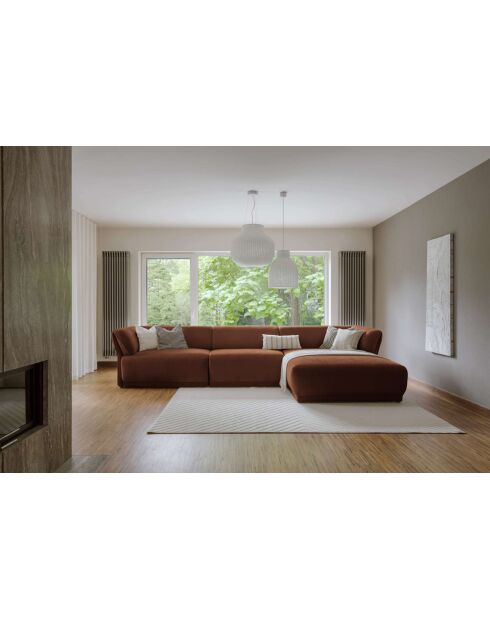 Sofá esquinero fijo M derecho Gatsby Terracotta- 338x175x87 cm