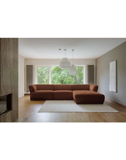 Sofá esquinero fijo M derecho Gatsby Terracotta- 338x175x87 cm