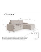 Lulu Convertible S Ecksofa, für rechts, 268 x 184 x 94 cm, gelb