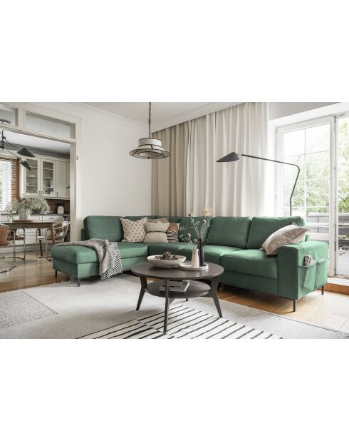 L-MAX Wandelbares Ecksofa linke Ecke Lofty Lilly Emerald Green- 304x197x84 cm