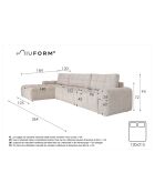 S-MAX hoekbank omvormbaar links Lulu Gris- 364x184x94 cm