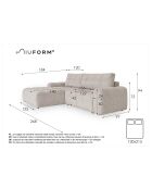 Wandelbares Ecksofa S Left Lulu Gelb - 268x184x94 cm