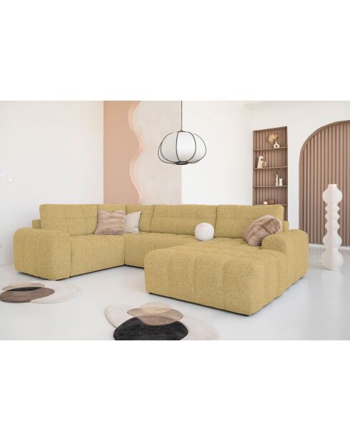 Lulu Ecksofa, umwandelbar, U-rechts, 333 x 213 x 94 cm, gelb