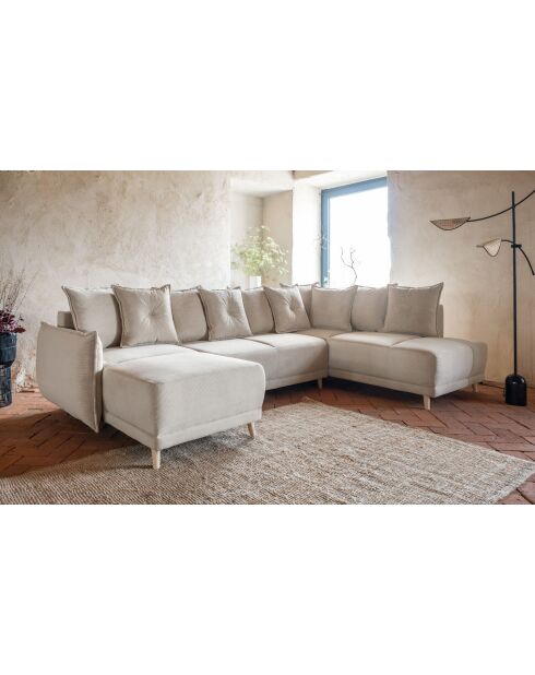 Lazy Lukka Ecksofa, rechteckig, U-förmig, 320 x 191 x 85 cm, Beige