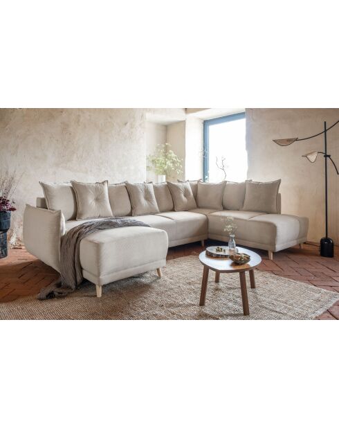 Lazy Lukka Ecksofa, rechteckig, U-förmig, 320 x 191 x 85 cm, Beige