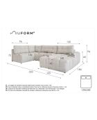 Lulu Right U converteerbare hoekbank Salt and Pepper- 333x187x94 cm