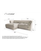 Sofá angular fijo S Left Gatsby Grey - 280x173x87 cm