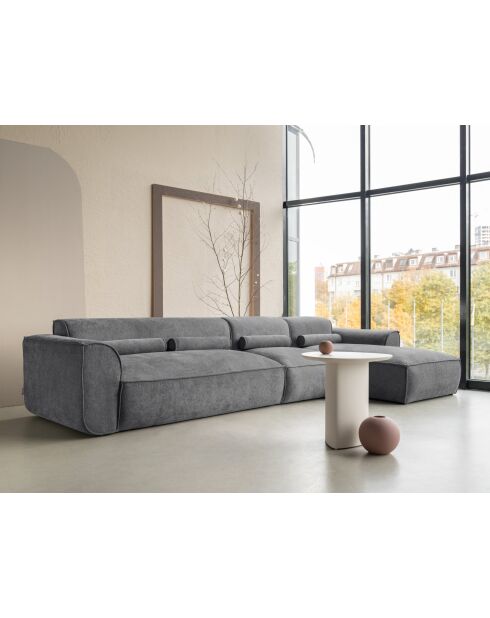 Fixiertes M-Ecksofa, rechts Flex Felix Dunkelgrau - 340x154x70 cm