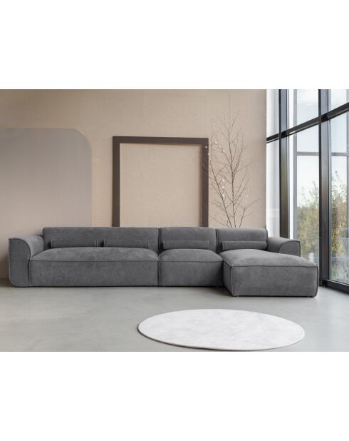 Fixiertes M-Ecksofa, rechts Flex Felix Dunkelgrau - 340x154x70 cm