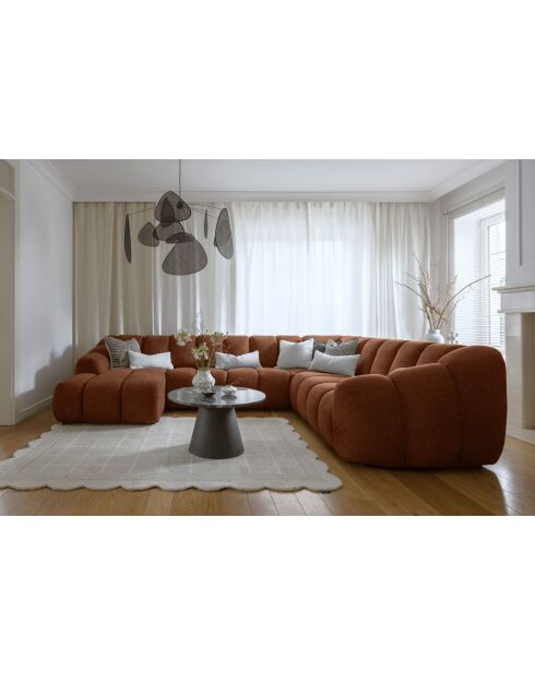 Canapé d'angle Fixe U Gauche Shell Terracotta- 330x265x75 cm