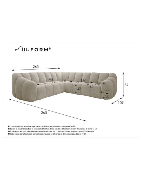 L-MAX Shell Festes Ecksofa Dunkelgrün - 265x265x75 cm