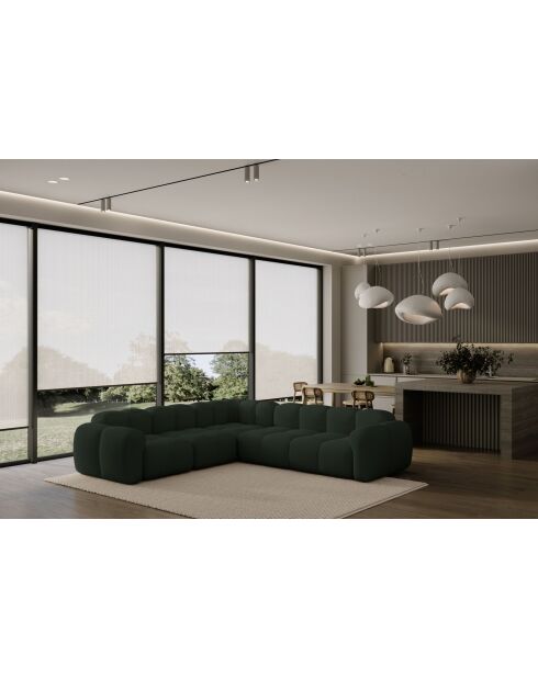 L-MAX Festes Ecksofa, symmetrische Wolke, dunkelgrün — 260 x 260 x 76 cm