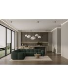 L-MAX Festes Ecksofa, symmetrische Wolke, dunkelgrün — 260 x 260 x 76 cm