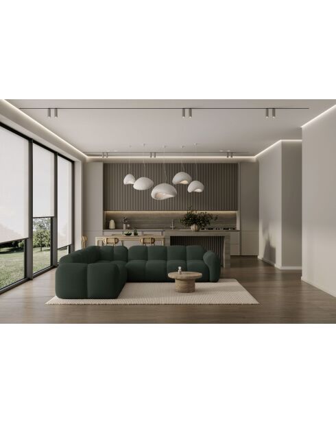 L-MAX Festes Ecksofa, symmetrische Wolke, dunkelgrün — 260 x 260 x 76 cm