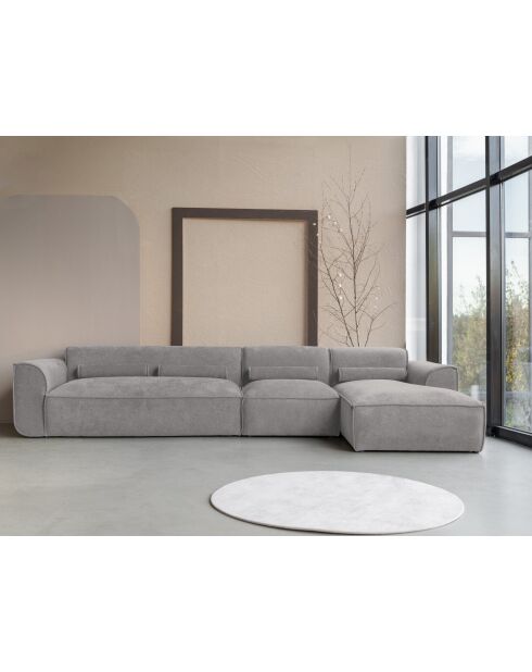 Sofá esquinero fijo M, derecho Flex Felix Gris- 340x154x70 cm