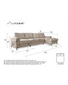 S-MAX Wandelbares rechtwinkliges Ecksofa Lofty Lilly Gray- 306 x 150 x 84 cm
