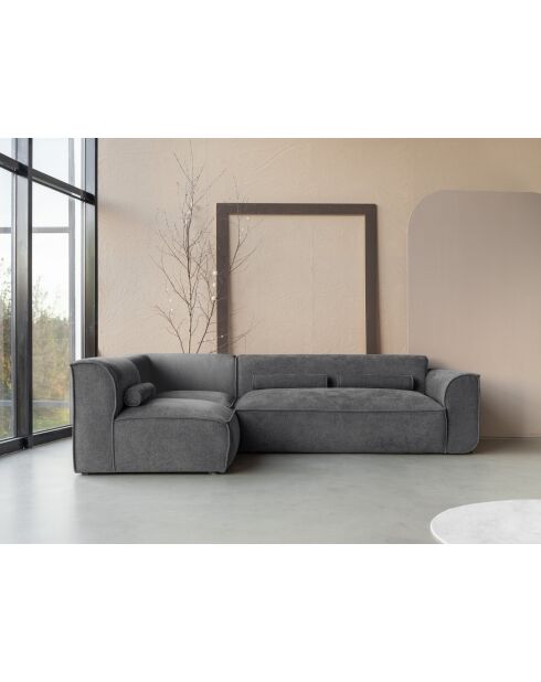 Festes L-Ecksofa, links; Flex Felix Dunkelgrau - 265x169x70 cm