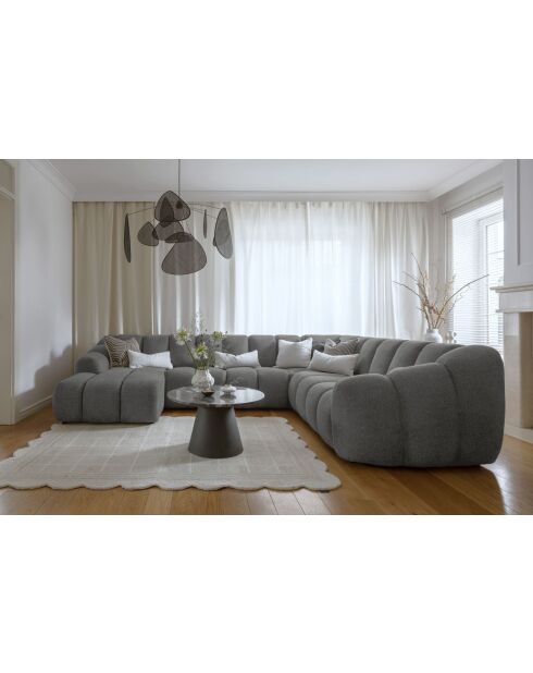 Grijze hoekbank met U-schaal naar links - 330x265x75 cm