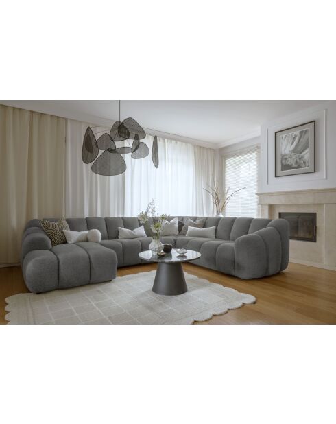 Grijze hoekbank met U-schaal naar links - 330x265x75 cm