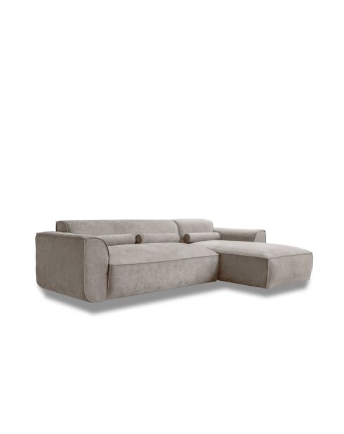 Festes Ecksofa S; gerade Flex Felix Dunkelbeige- 264x154x70 cm