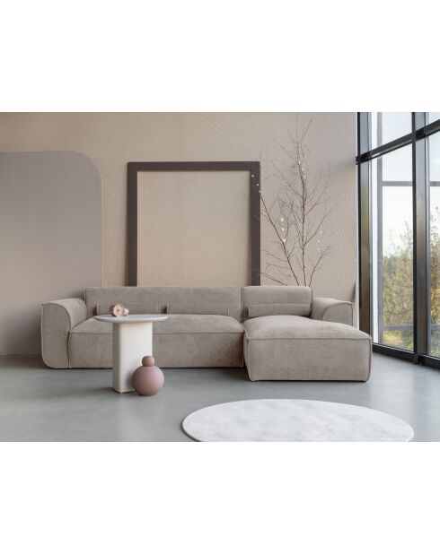 Festes Ecksofa S; gerade Flex Felix Dunkelbeige- 264x154x70 cm