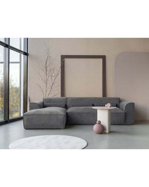 Festes S-Ecksofa, links Flex Felix Dunkelgrau- 264x154x70 cm