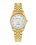 Reloj de cuarzo para mujer RONDA 585 H3 fabricado en Suiza en acero dorado