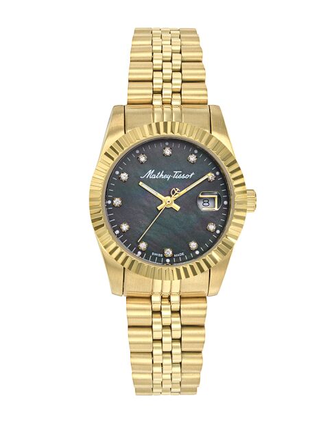 Montre Femme Quartz Swiss Made RONDA 585 H3 en Acier dorée