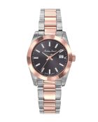 Ronda 585 H3 Quarzuhr für Damen, hergestellt in der Schweiz, aus zweifarbigem Silber-/Roségoldstahl