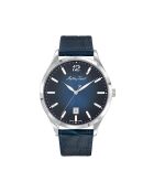 Montre Femme Quartz Swiss Made RONDA 505h6 en Cuir Bleue