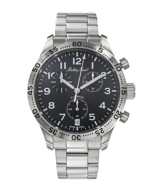 Montre Homme Swiss Made Quartz ETA G10 212 AN en Cuir argentée