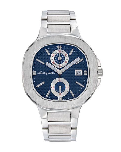 Ronda Swiss Made Quartz Ronda Herrenuhr aus silbernem Stahl