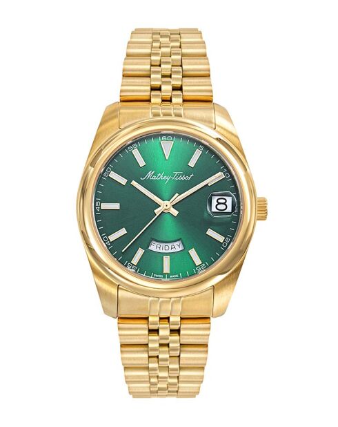Reloj de acero dorado RONDA 517 Day-Date para mujer fabricado en Suiza
