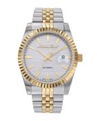 Reloj Swiss Made Automatic STP 1-11 para hombre en acero bicolor plateado/dorado