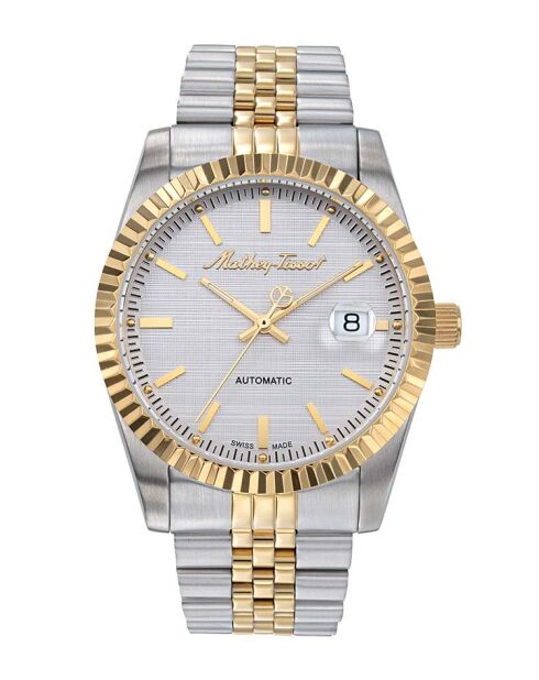 Reloj Swiss Made Automatic STP 1-11 para hombre en acero bicolor plateado/dorado