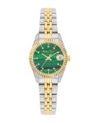 Ronda 585 H3 Quarzuhr für Damen, hergestellt in der Schweiz, zweifarbiger Silber-/Goldstahl