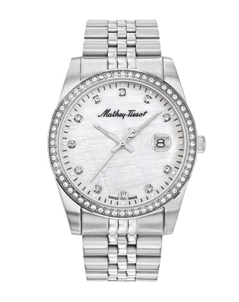 RONDA 515 H3 Quartz dameshorloge van Zwitserse makelij in zilverstaal