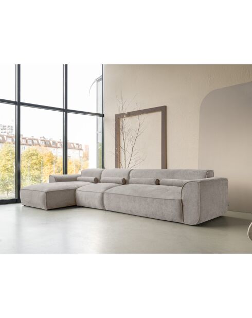 Fixiertes M-Ecksofa, links Flex Felix Dunkelbeige- 340x154x70 cm