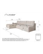 S-MAX Ecksofa, ausziehbar, links, Lulu, 338 x 184 x 94 cm, Gelb