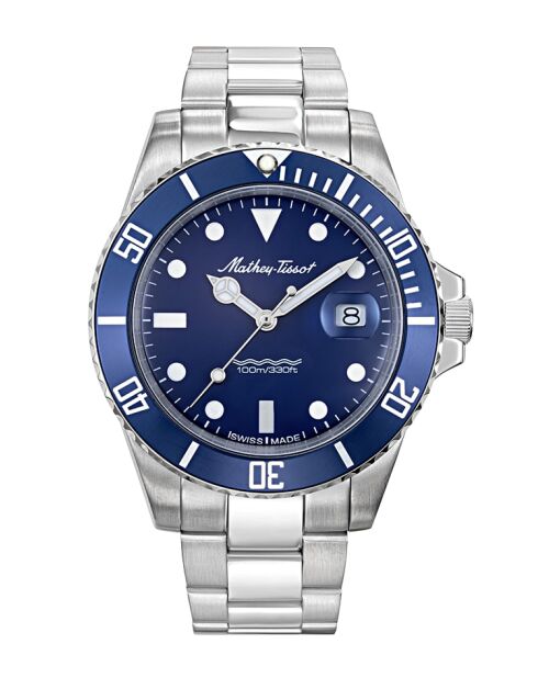 Ronda 505h3 Quarzuhr für Herren, hergestellt in der Schweiz, aus silbernem Stahl