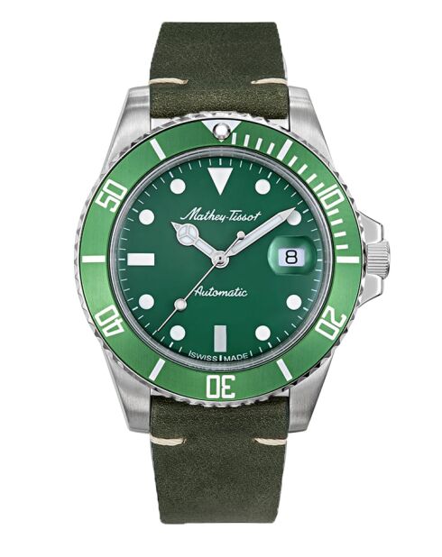 Swiss Made Automatic STP 1-11 Herrenuhr aus grünem Leder