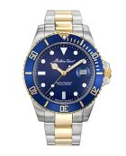 Ronda 505h3 Quarzuhr für Herren, hergestellt in der Schweiz, aus zweifarbigem Stahl in Silber/Gold