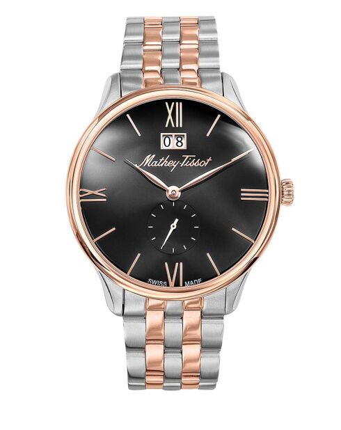 RONDA 6004B Orologio svizzero da uomo al quarzo in acciaio bicolore argento/oro rosa