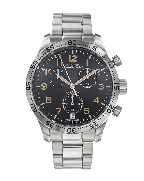 Montre Homme Swiss Made Quartz ETA G10 212 AN en Cuir argentée
