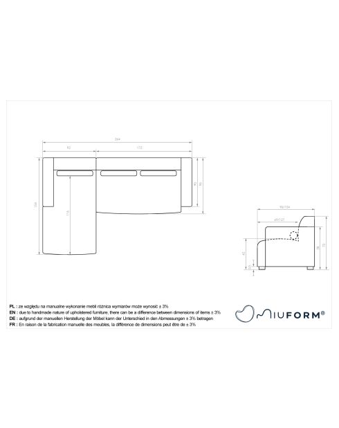 Festes S-Ecksofa, links Flex Felix Beige- 264x154x70 cm