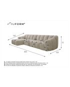 Vaste hoekbank M Left Shell Lichtgrijs - 325x165x75 cm