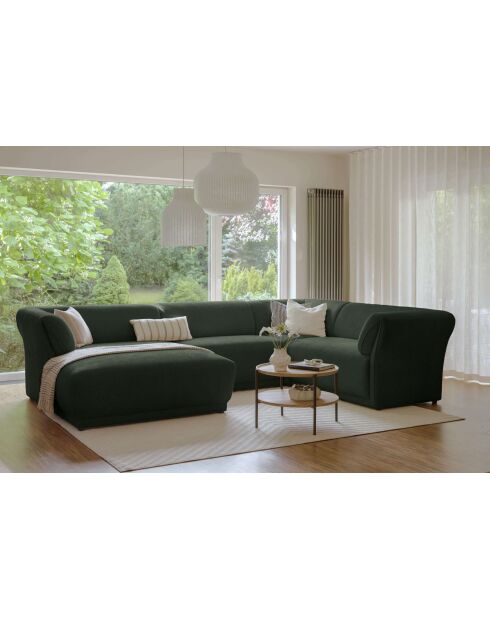 Divano angolare destro Gatsby Fixed U Verde Scuro- 341x233x87 cm