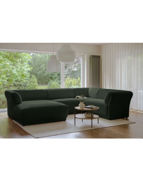 Divano angolare destro Gatsby Fixed U Verde Scuro- 341x233x87 cm